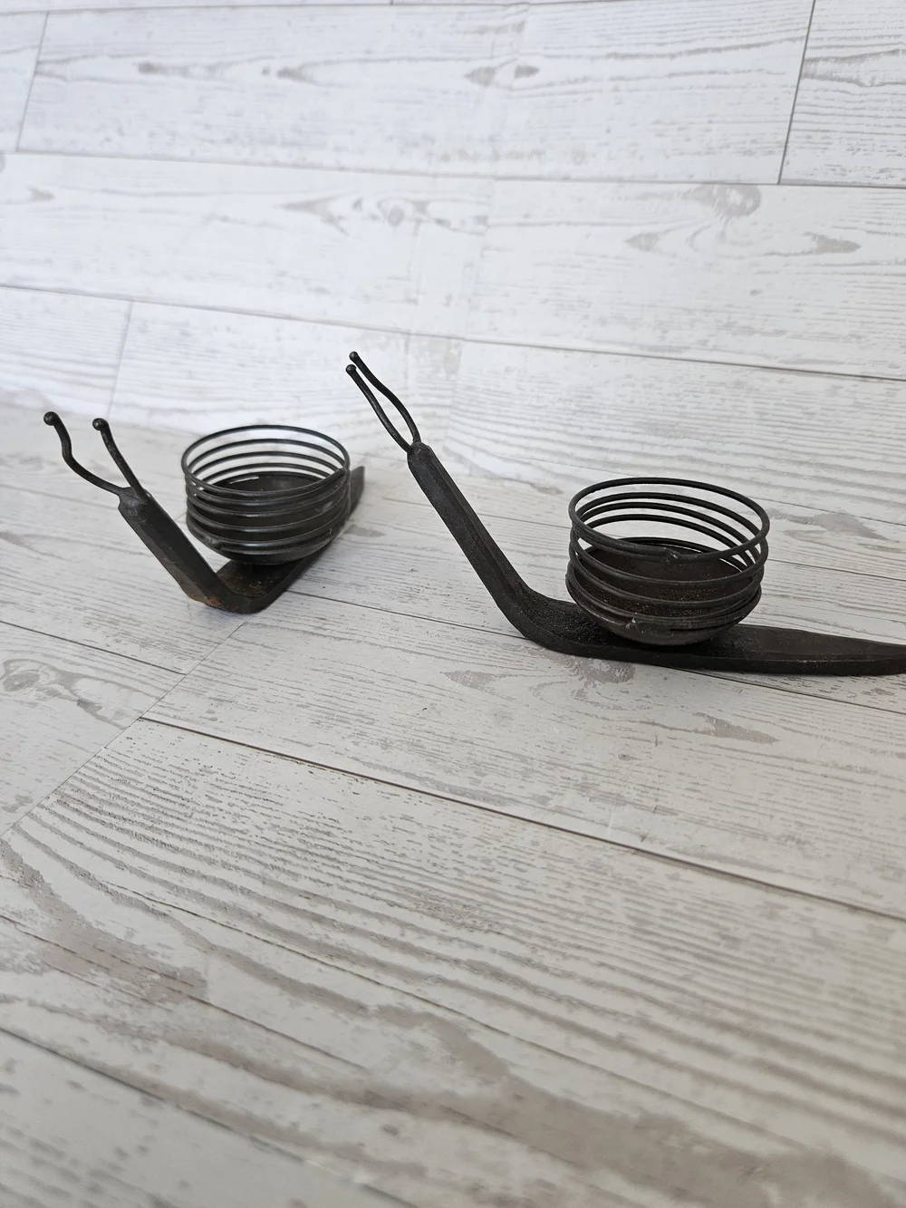 Vintage Metal Snail Candle Holders Set of 2